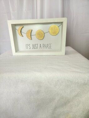 "It’s Just a Phase" Gold Moon Phase Shadow Box Tabletop Decor